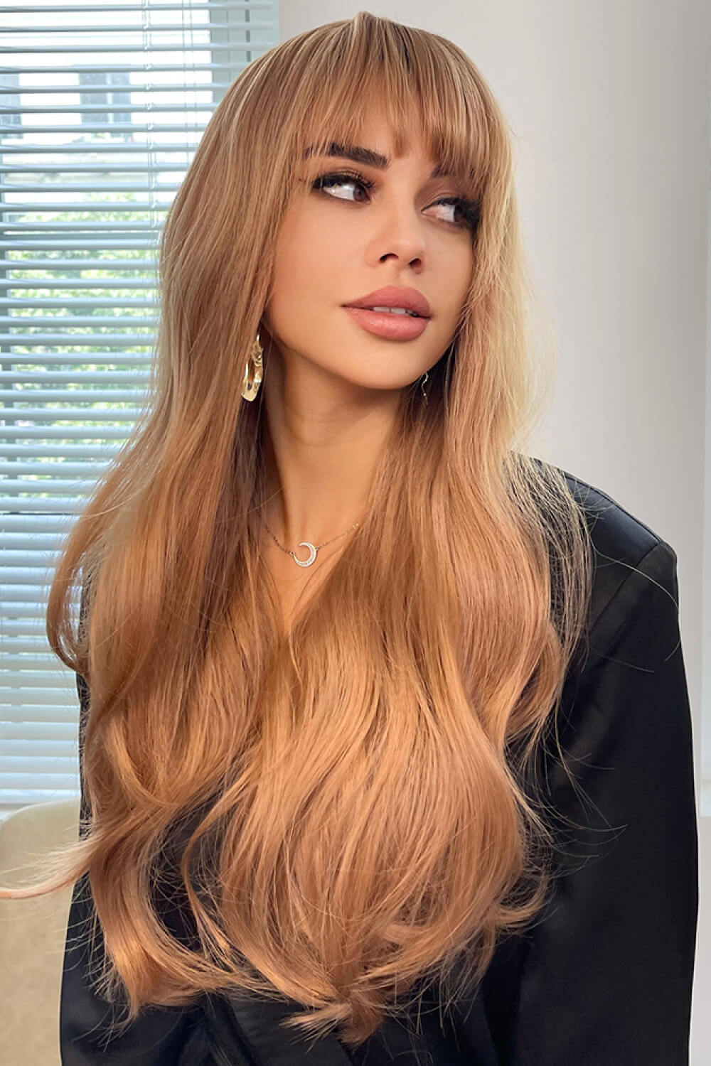 Natural Wave Full Machine Synthetic Wigs 26" strawberry blond