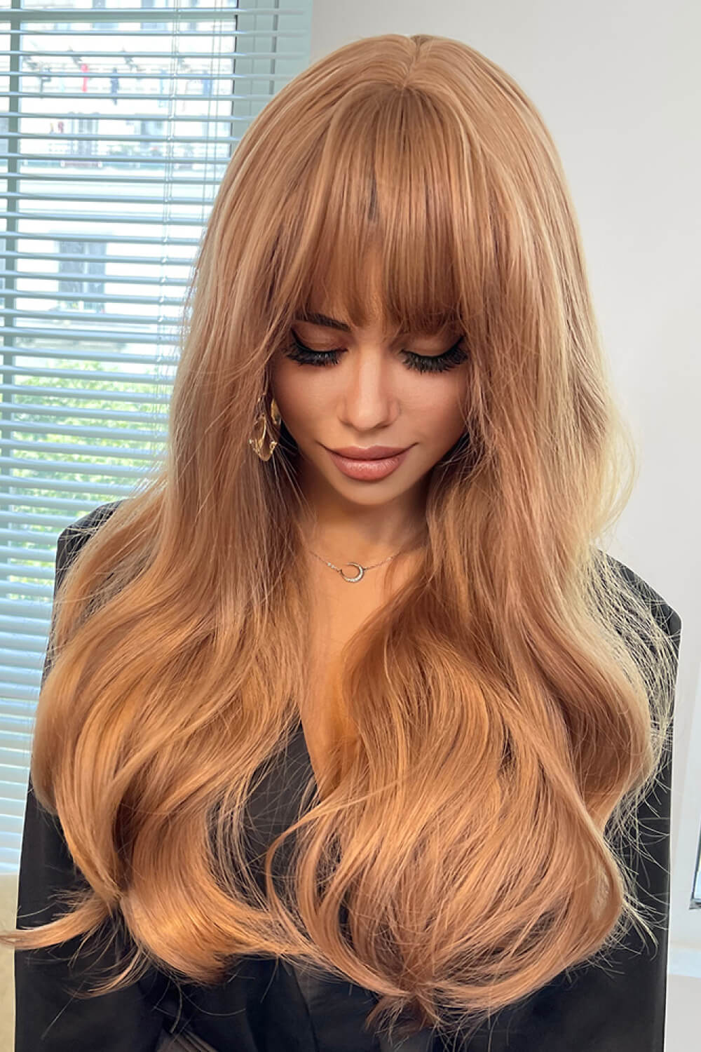Natural Wave Full Machine Synthetic Wigs 26" strawberry blond