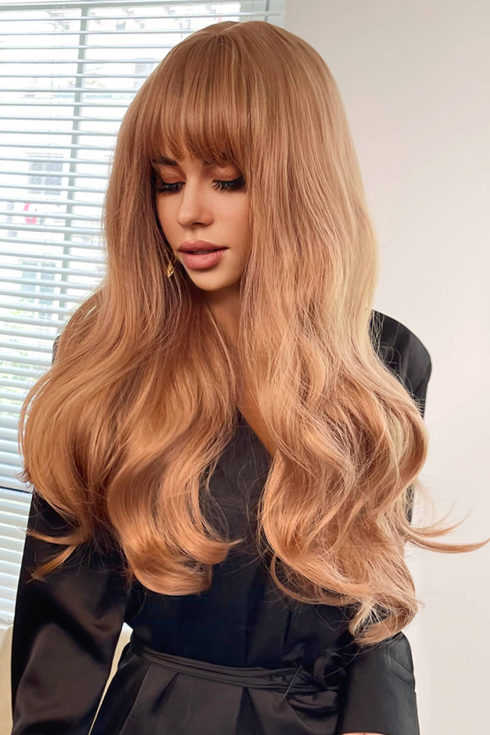 Natural Wave Full Machine Synthetic Wigs 26" strawberry blond