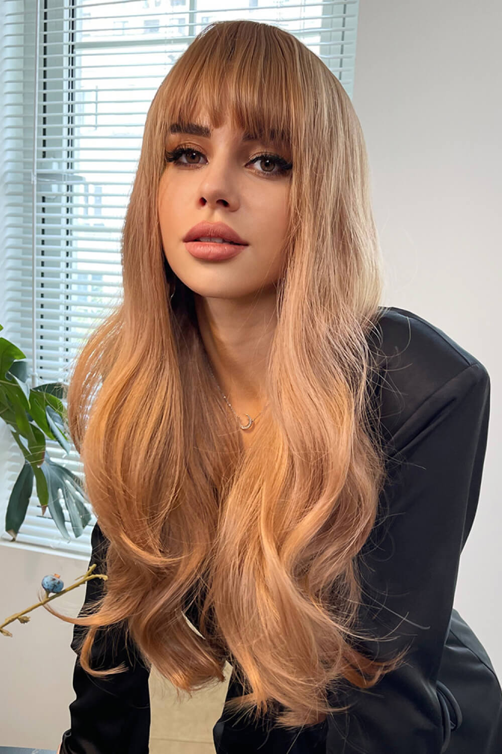 Natural Wave Full Machine Synthetic Wigs 26" strawberry blond