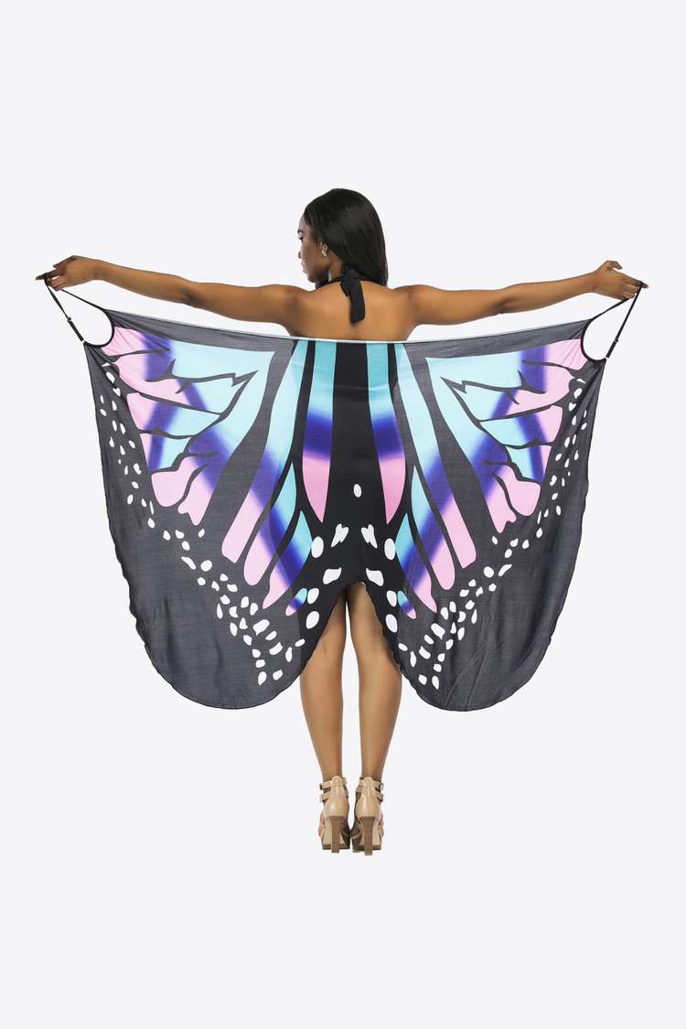 Butterfly Spaghetti Strap Cover Up back view