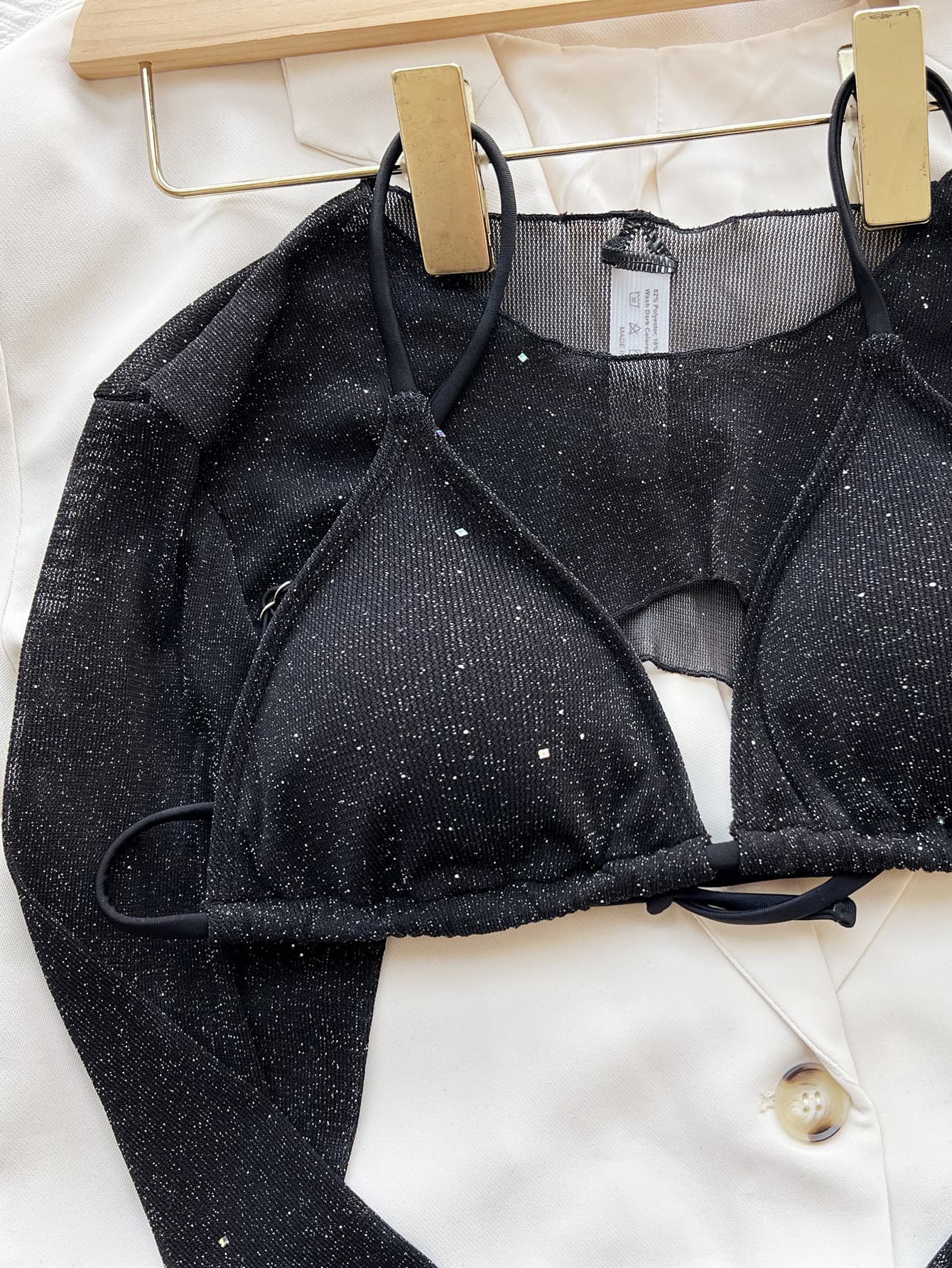 Glitter Three-Piece Swim Set black