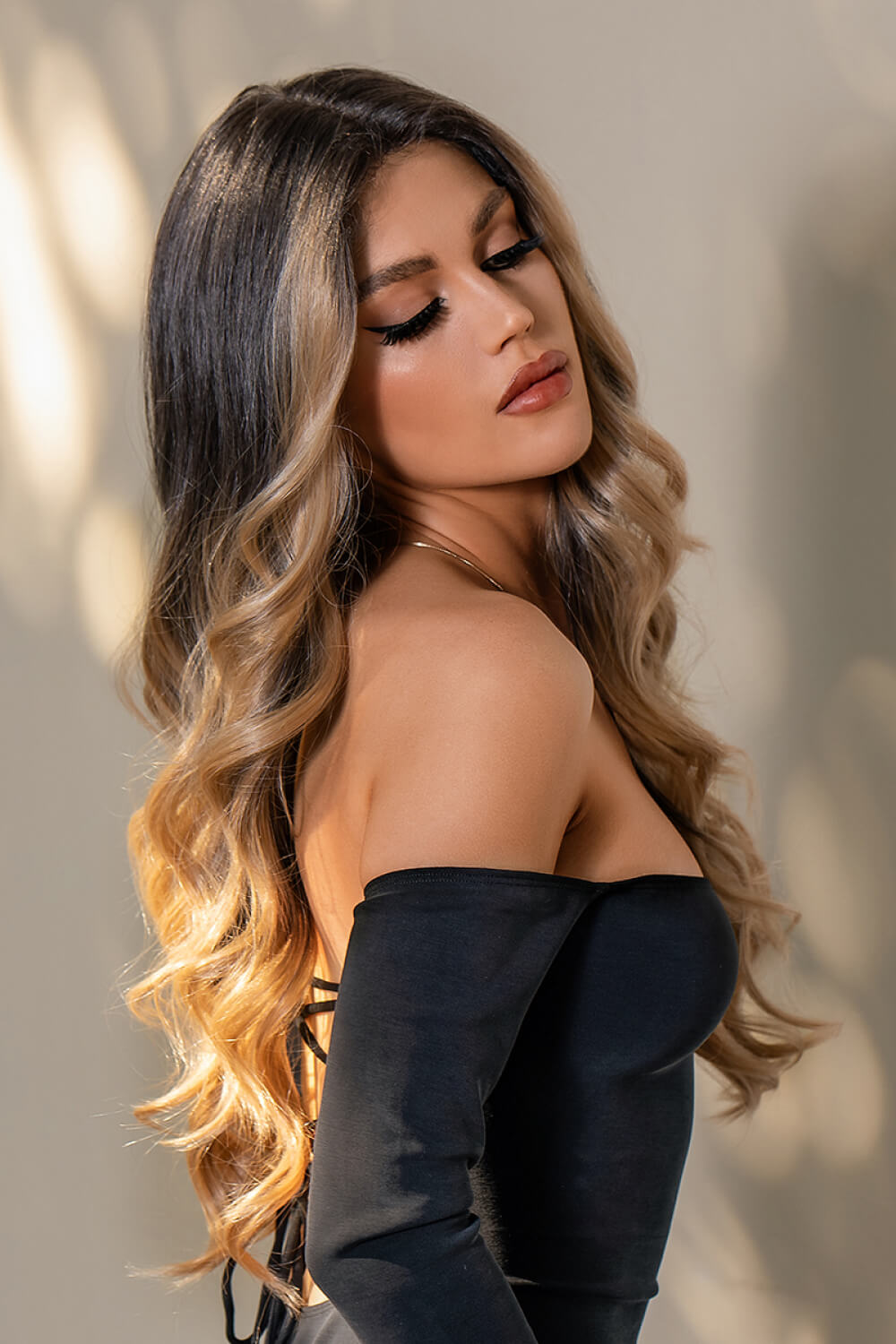 13*2" Lace Front Wigs Synthetic Long Wave 26" 150% Density Brown Caramel