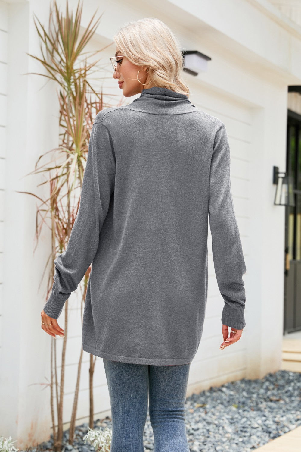 Open Front Long Sleeve Longline Cardigan
