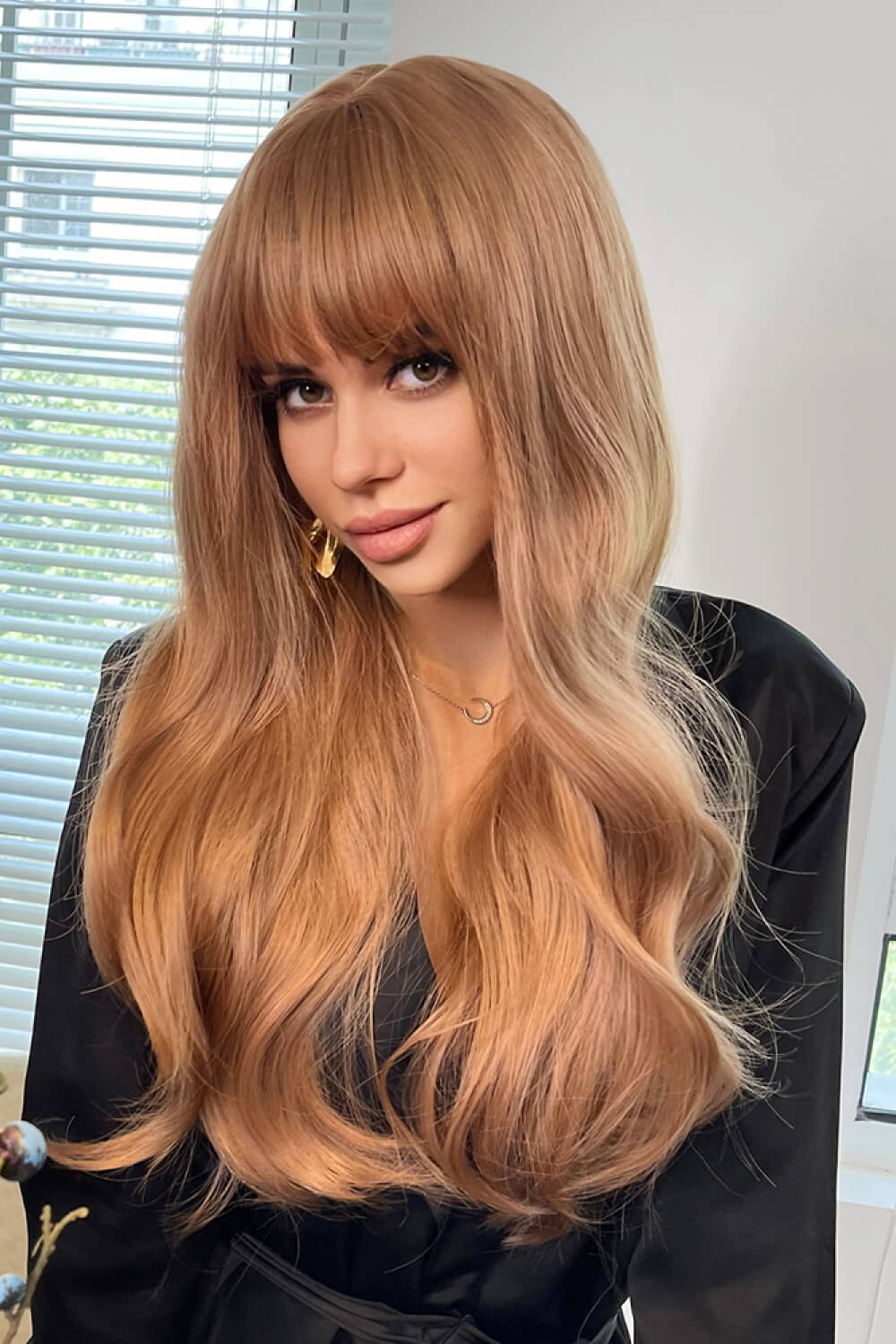 Natural Wave Full Machine Synthetic Wigs 26" strawberry blond