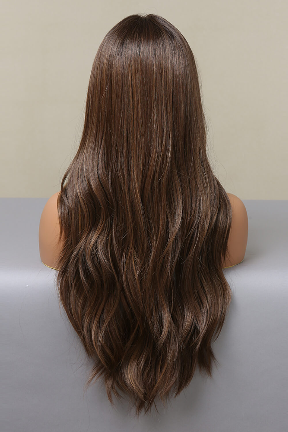 13*2" Lace Front Wigs Synthetic Long Wave 26" Heat Safe 150% Density brown bayalage back view