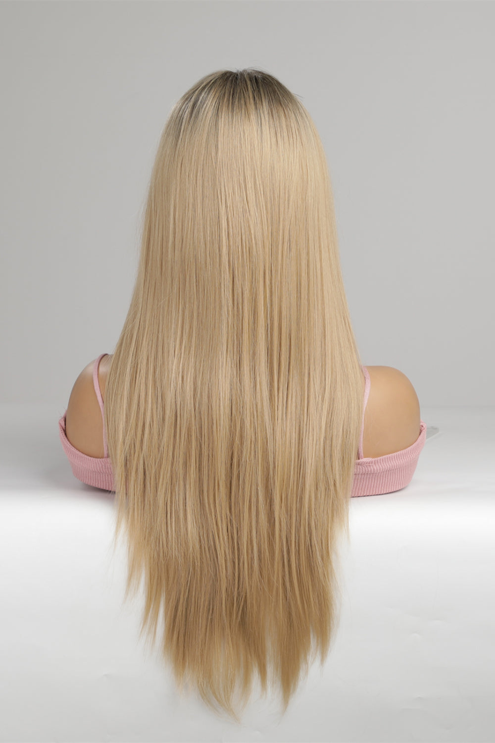 13*2" Lace Front Wigs Synthetic Long Straight 24'' 150% Density blond back view