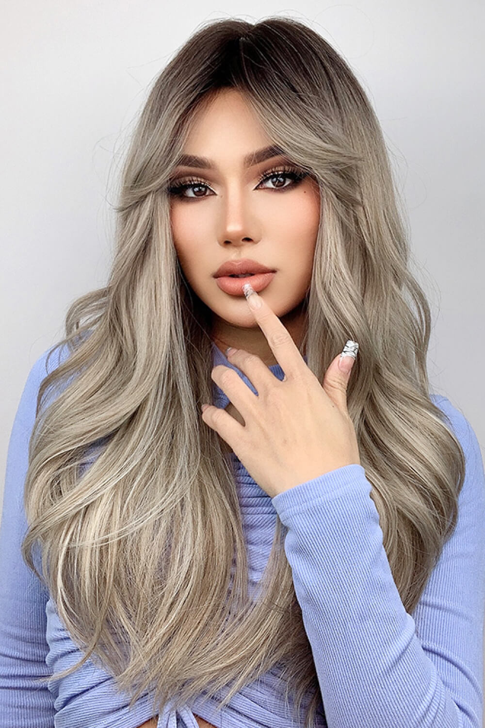 Full Machine Long Wave Wigs 26'' Ash Blond