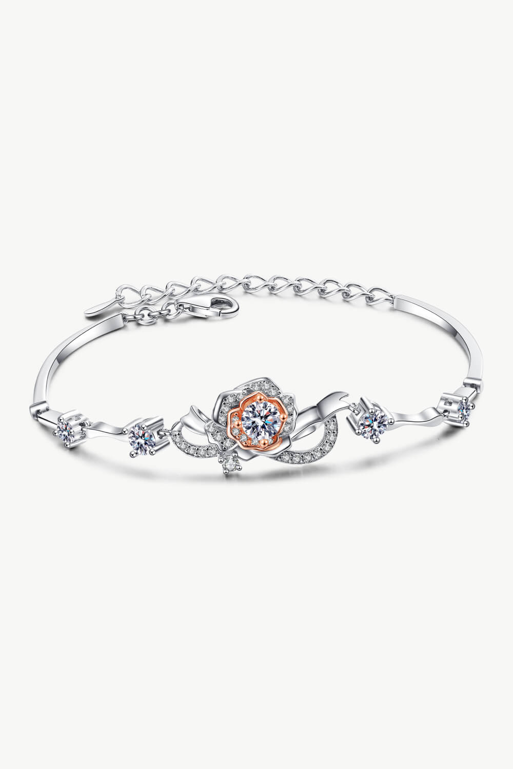 925 Sterling Silver and Orange Moissanite Bracelet