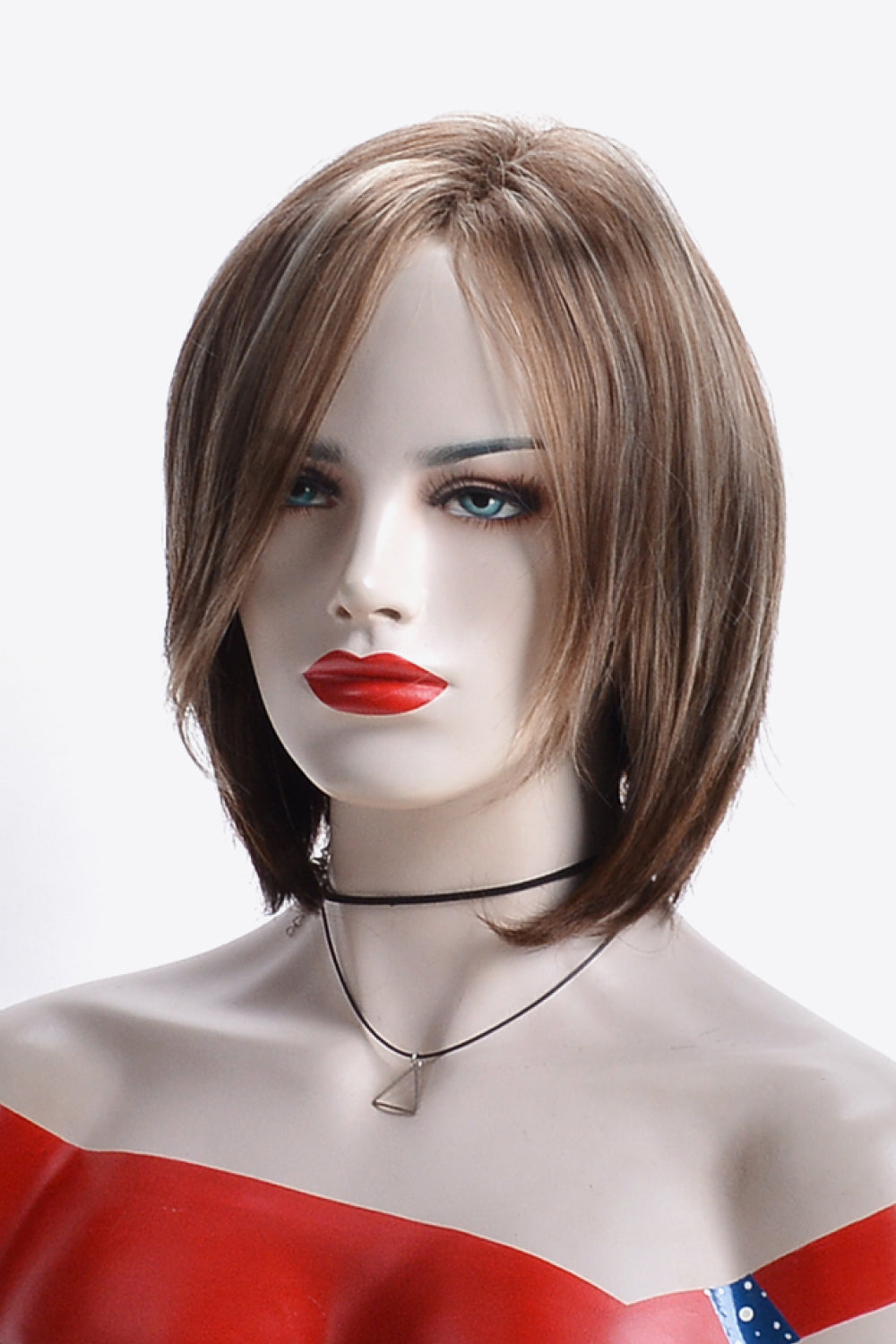 Stylish Synthetic Short Bobo Wigs 6'' brown semi side view