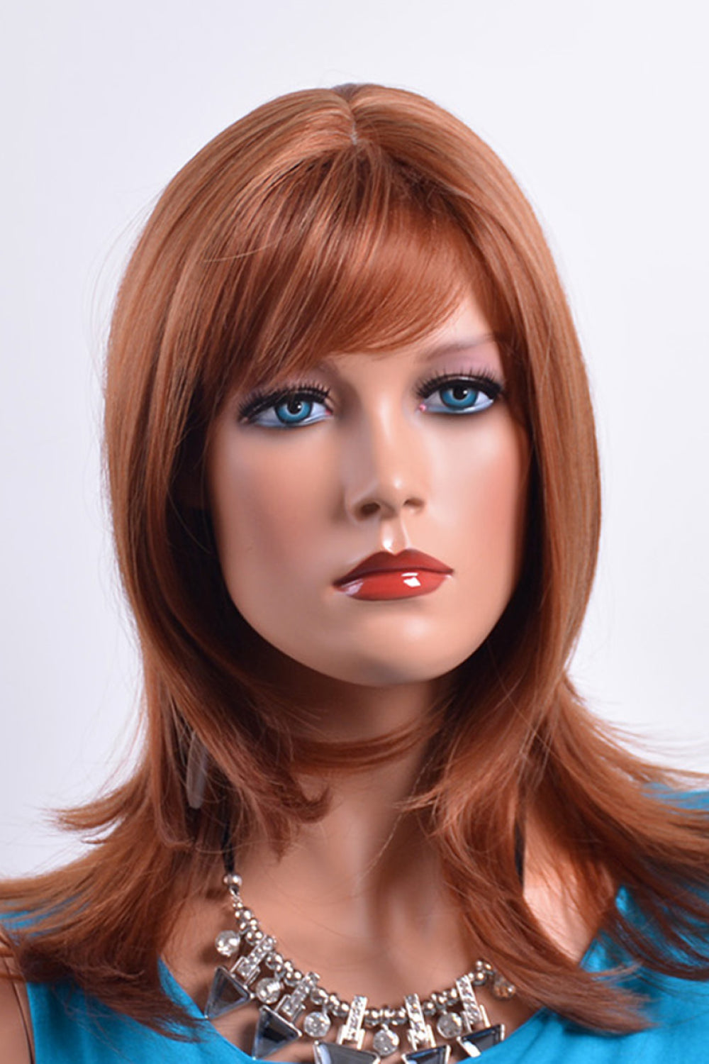 Synthetic Mid-Length Wigs 14' Reddish Brown Color