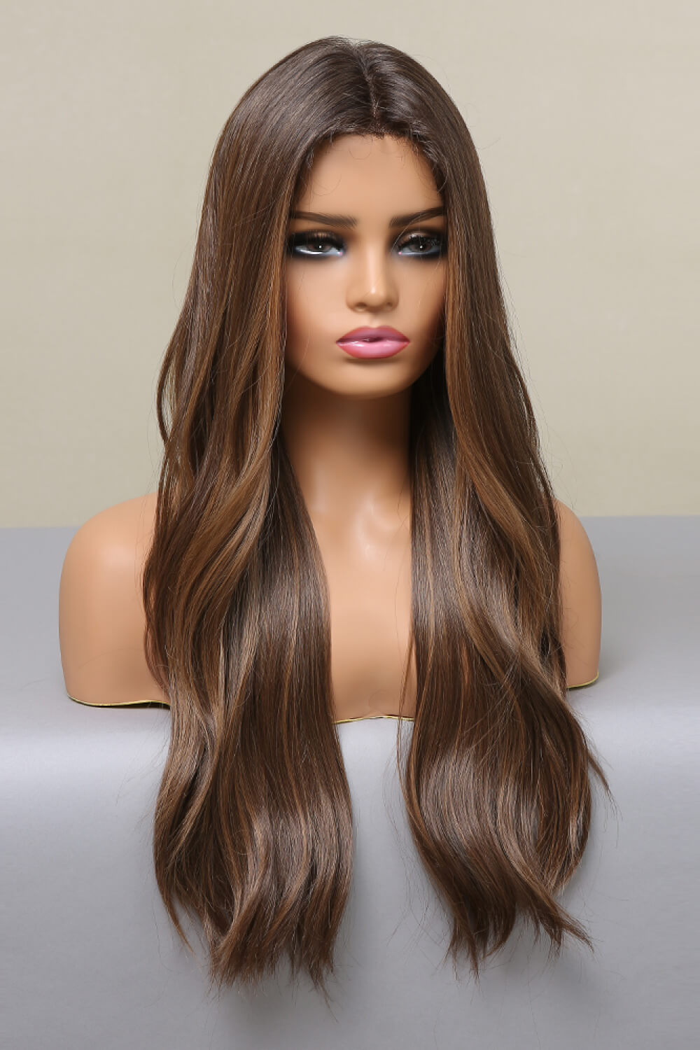 13*2" Lace Front Wigs Synthetic Long Wave 26" Heat Safe 150% Density brown bayalage