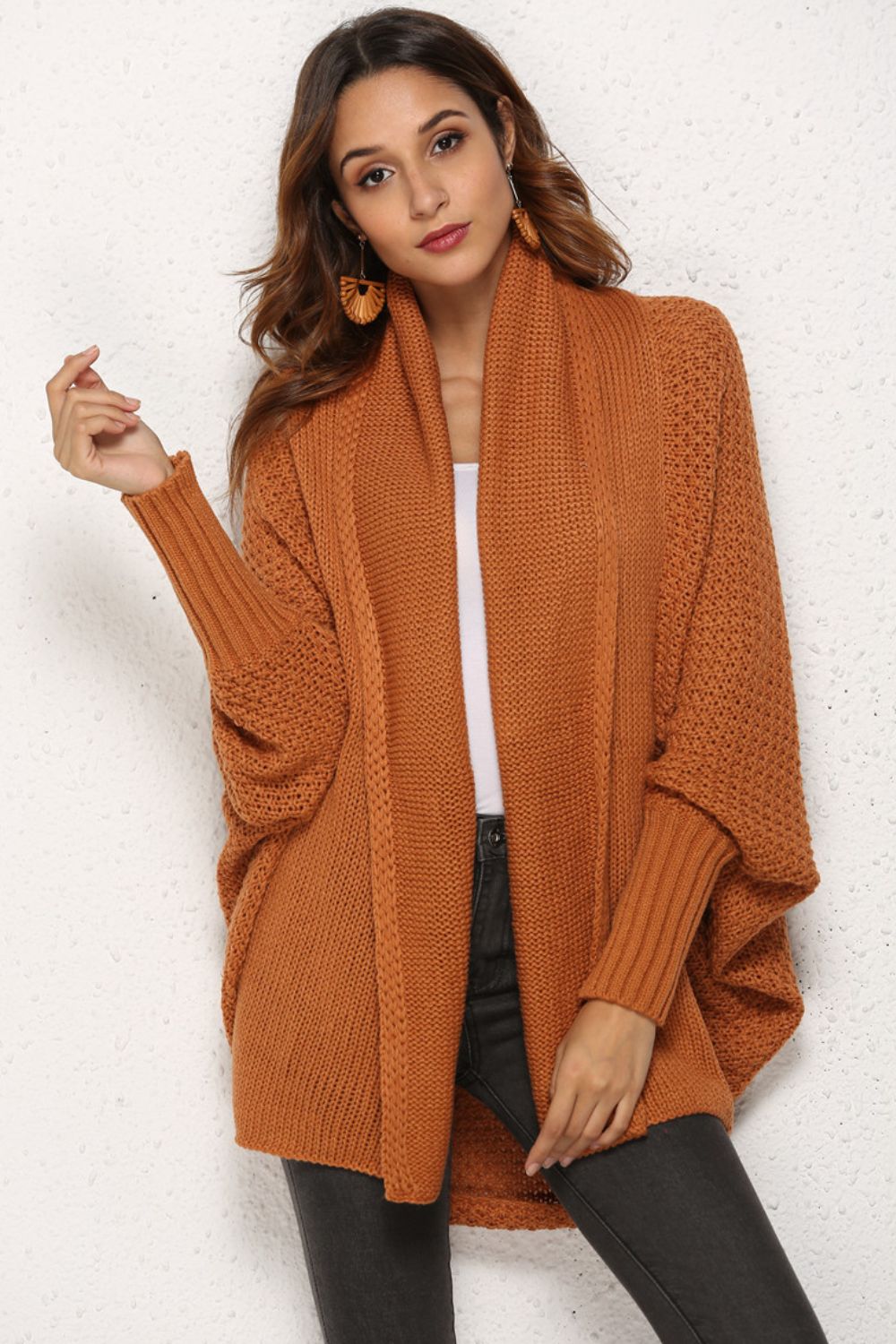 Open Front Dolman Sleeve Longline Cardigan