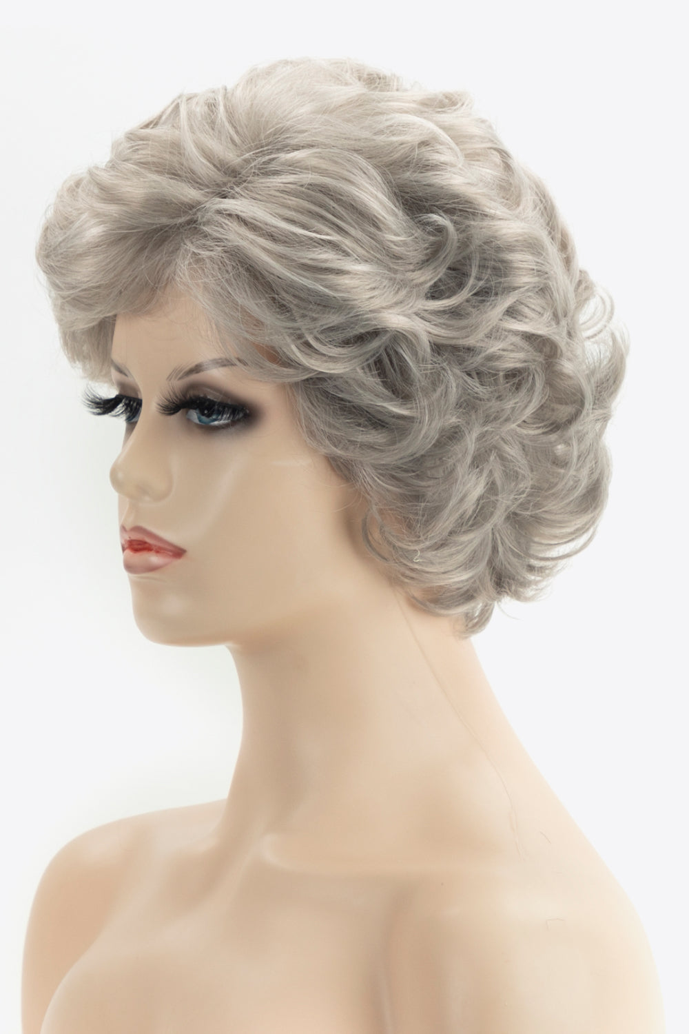 Synthetic Curly Short Wigs 4'' Gray side view