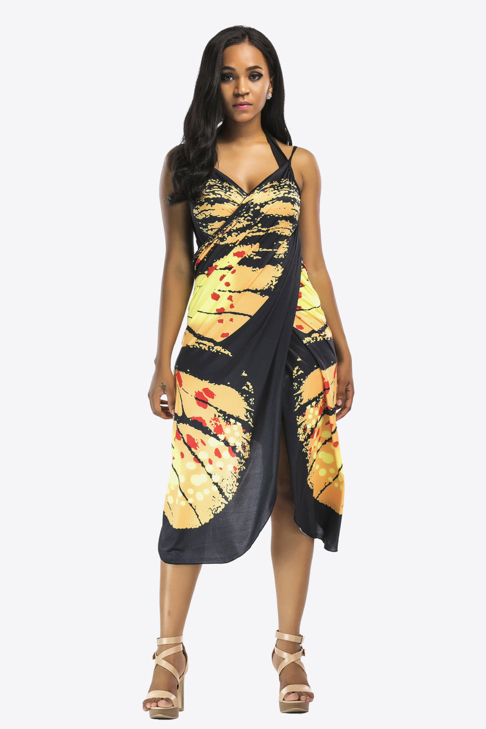 Butterfly Spaghetti Strap Cover Up wrapped as a dress