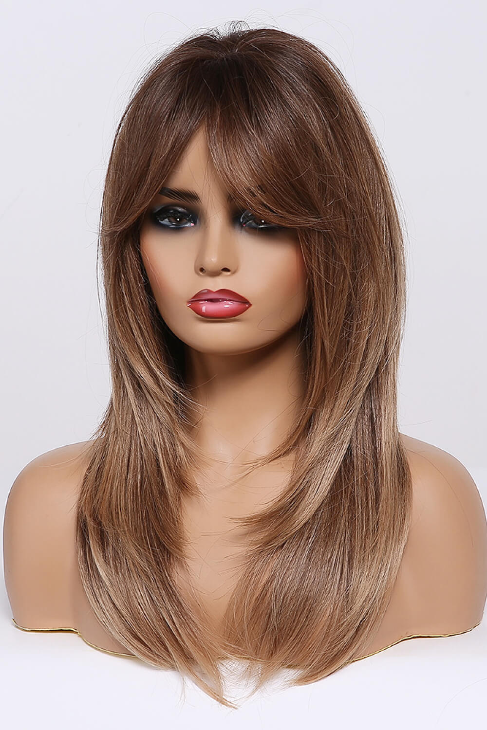 Mid-Length Wave Synthetic Wigs 24''  brown