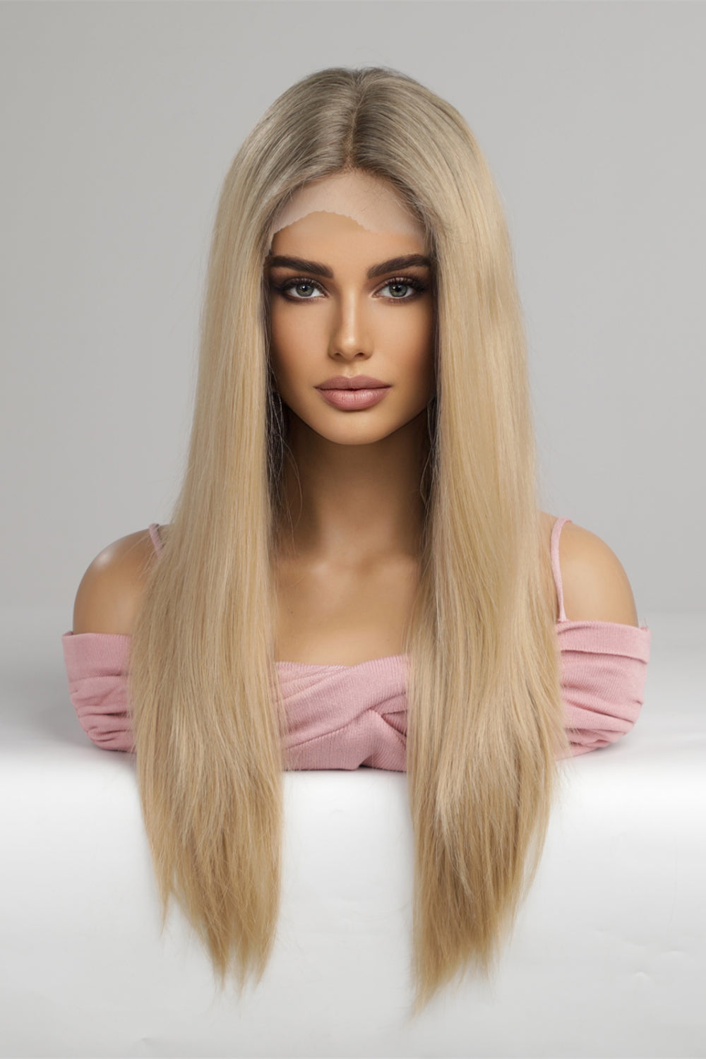 13*2" Lace Front Wigs Synthetic Long Straight 24'' 150% Density blond