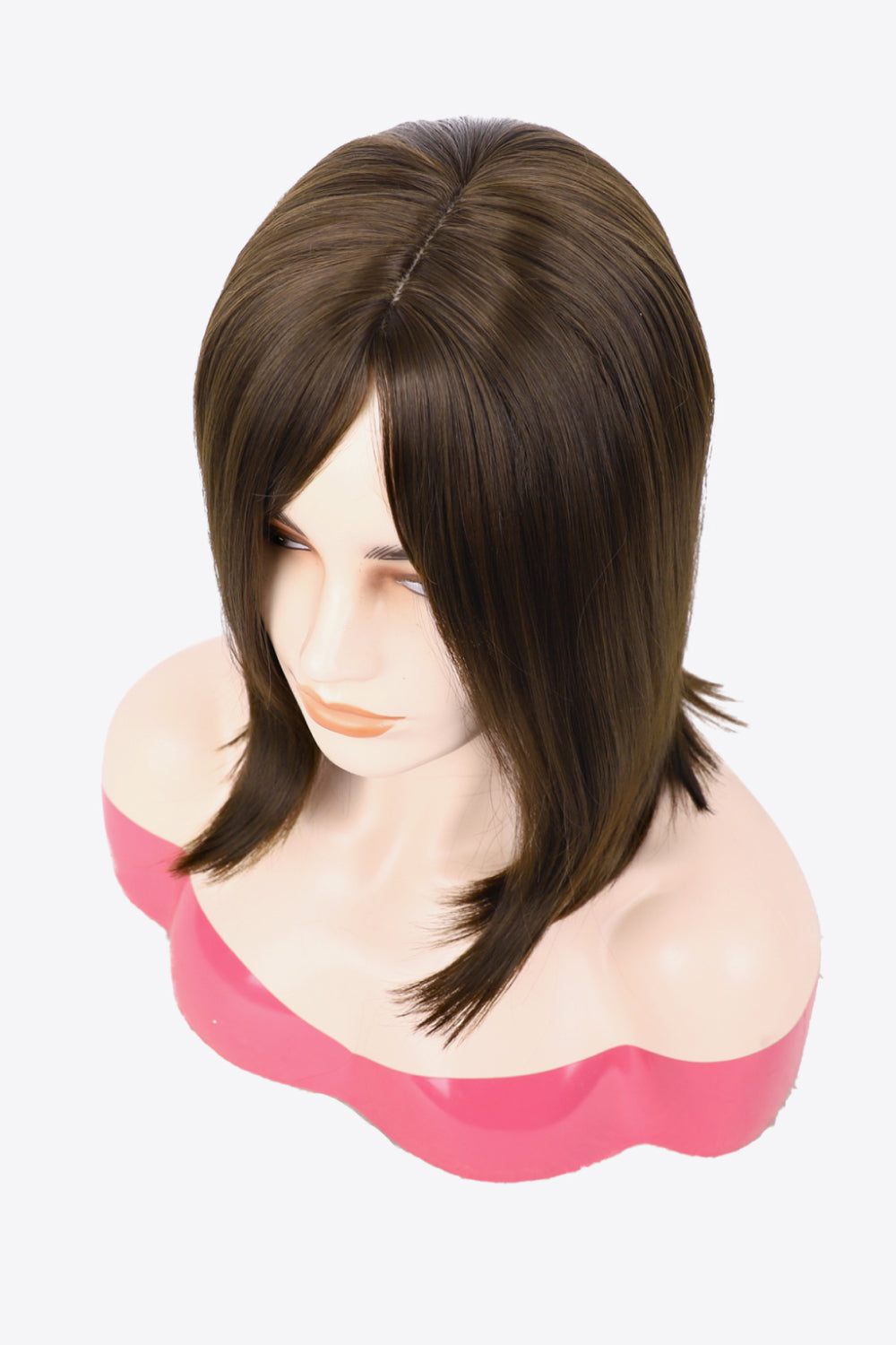 Full Machine Made Short Wave Hair Wigs 10'' brown top side view