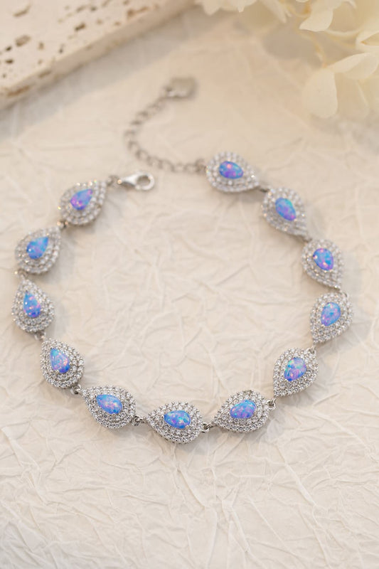 925 Sterling Silver Opal Bracelet sky blue