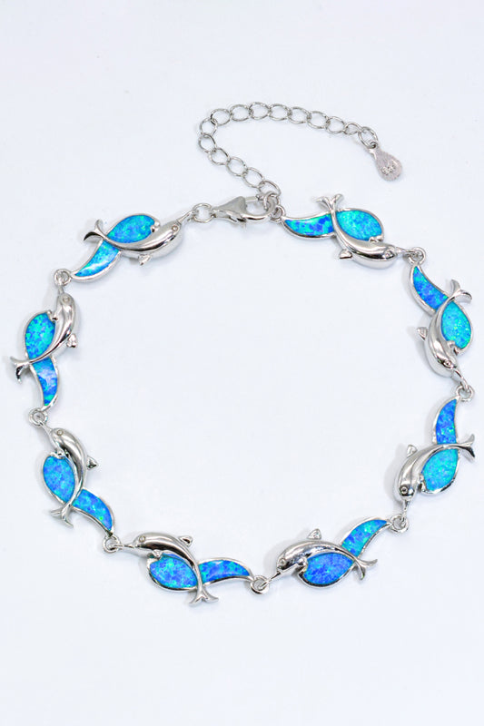 Opal Dolphin 925 Sterling Silver Bracelet sky blue