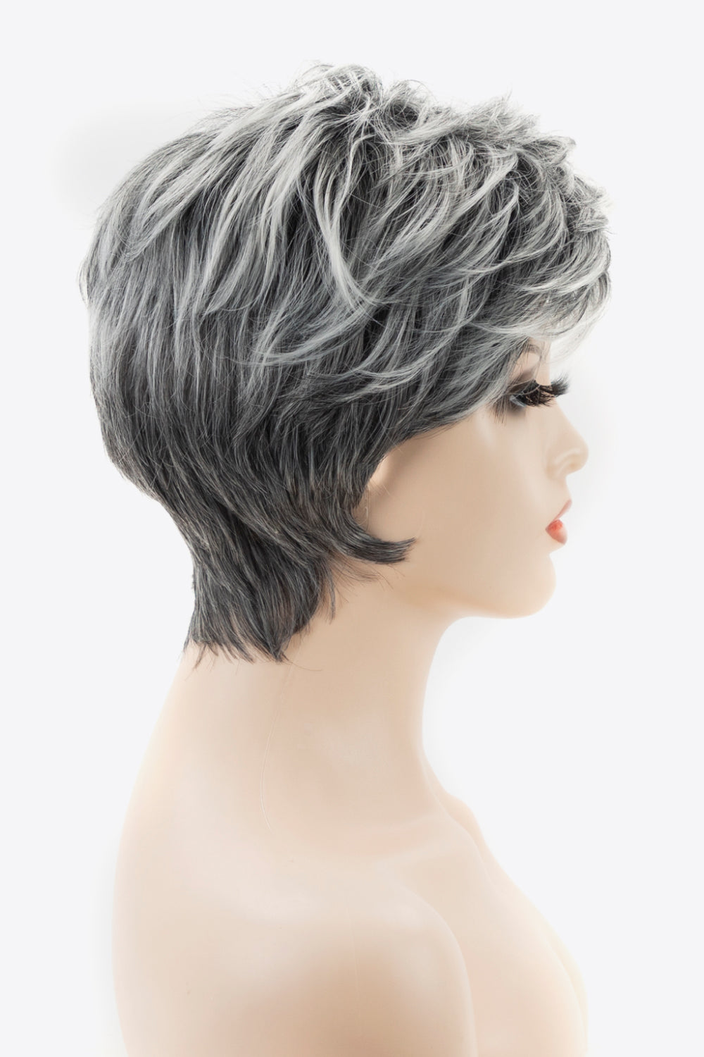 Synthetic Short Loose Layered Wigs 4'' Gray side view