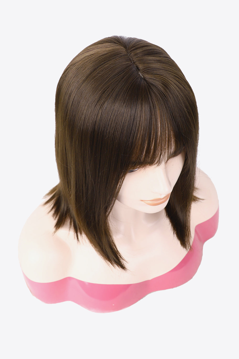 Full Machine Made Short Wave Hair Wigs 10'' brown top view