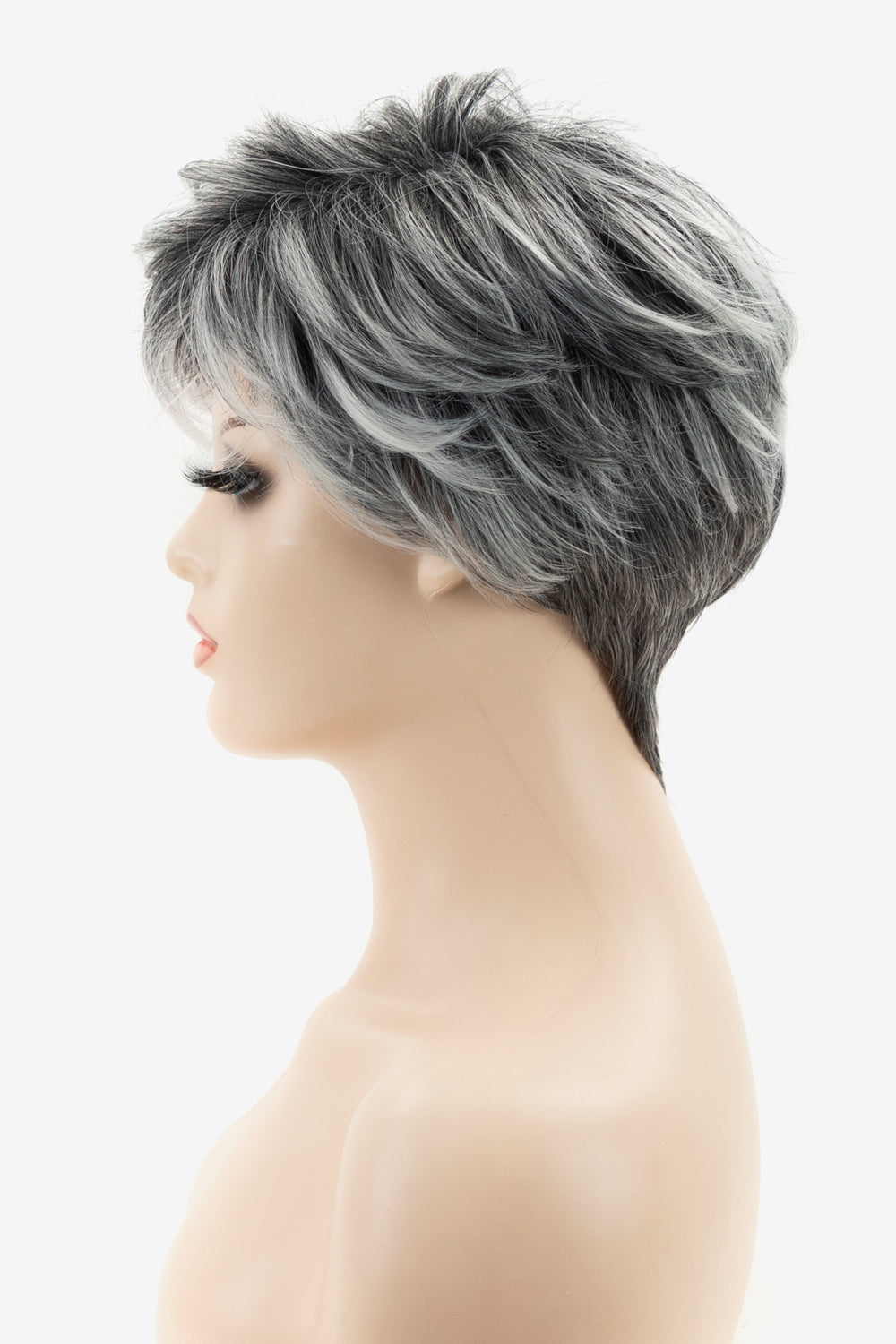 Synthetic Short Loose Layered Wigs 4'' Gray side view