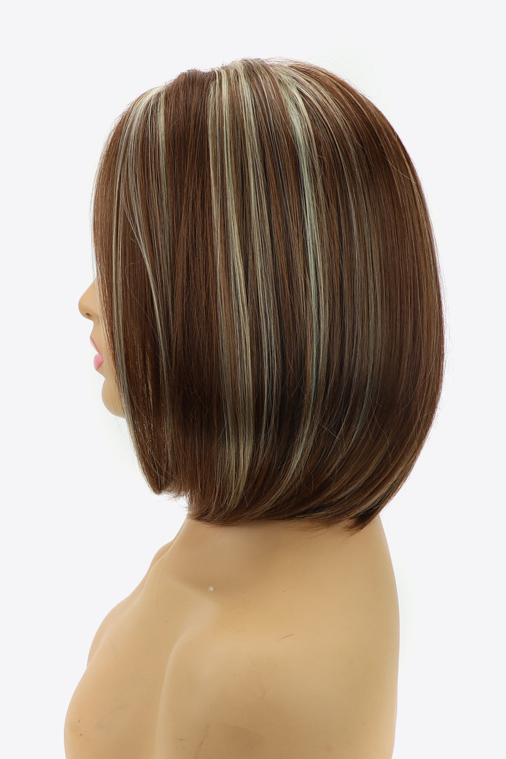 Synthetic Elegant Short Bobo Wigs 10'' Brown/White Color side view