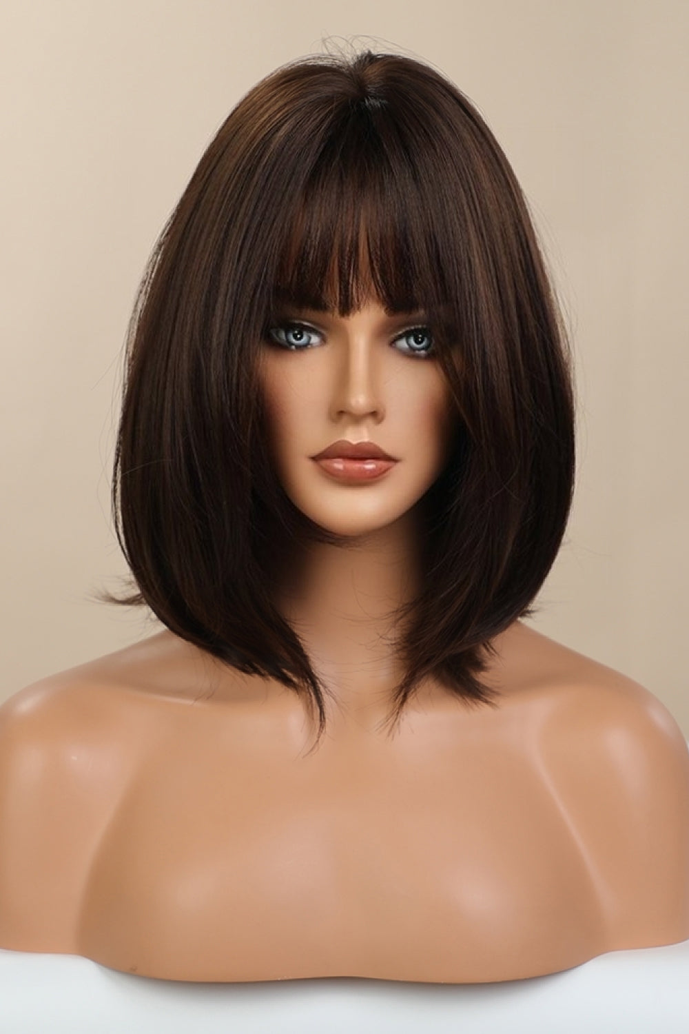 Full-Machine Bobo Synthetic Wigs 9'' black brown