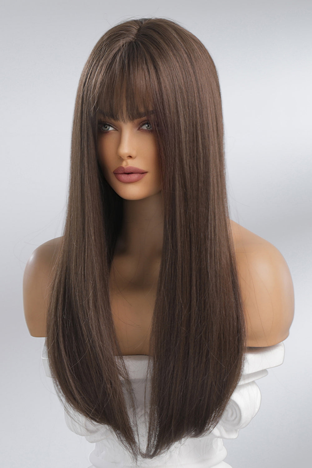 Full Machine Long Straight Synthetic Wigs 26'' brown