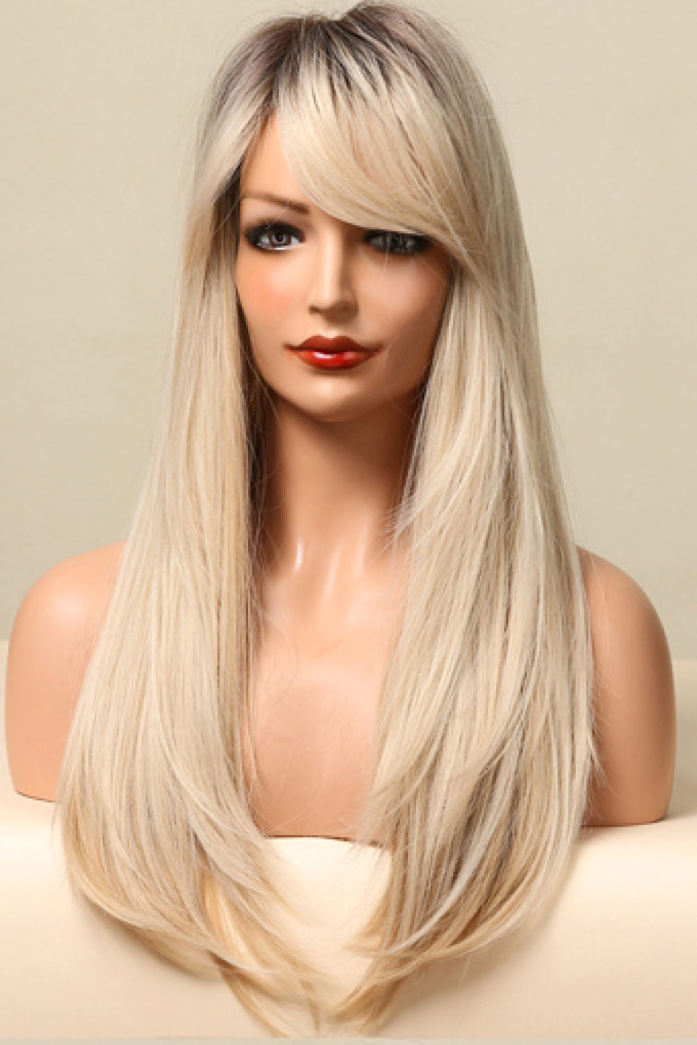 Full Machine Made Long Wigs 26'' light brown blond ombre