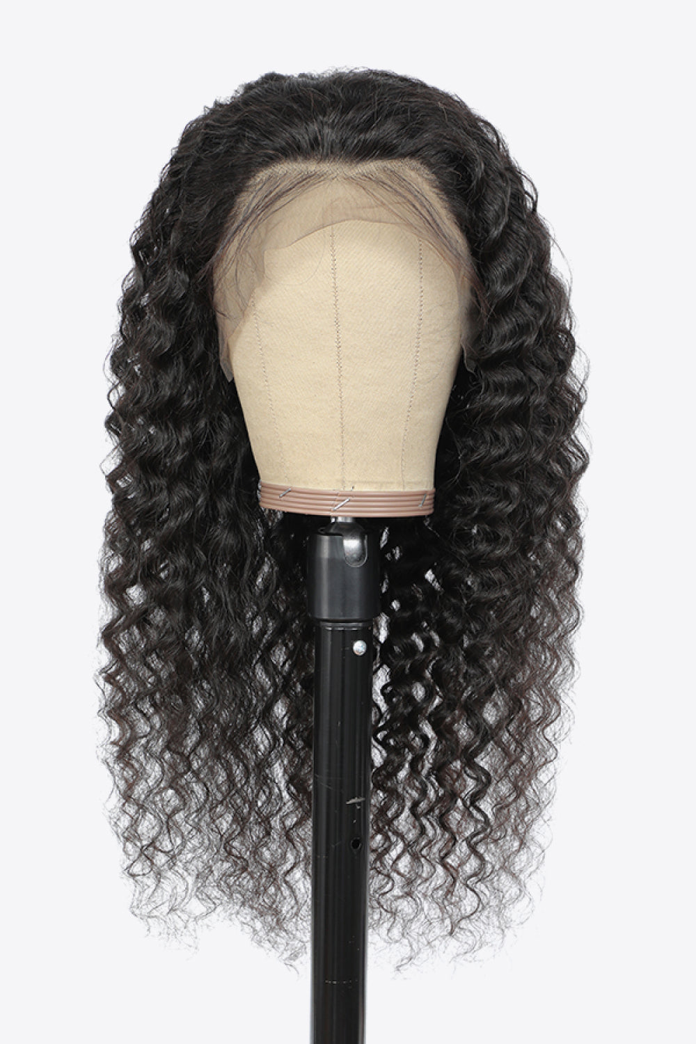 20” 13x4“ Lace Front Wigs Human Hair Curly Natural Color 150% Density black