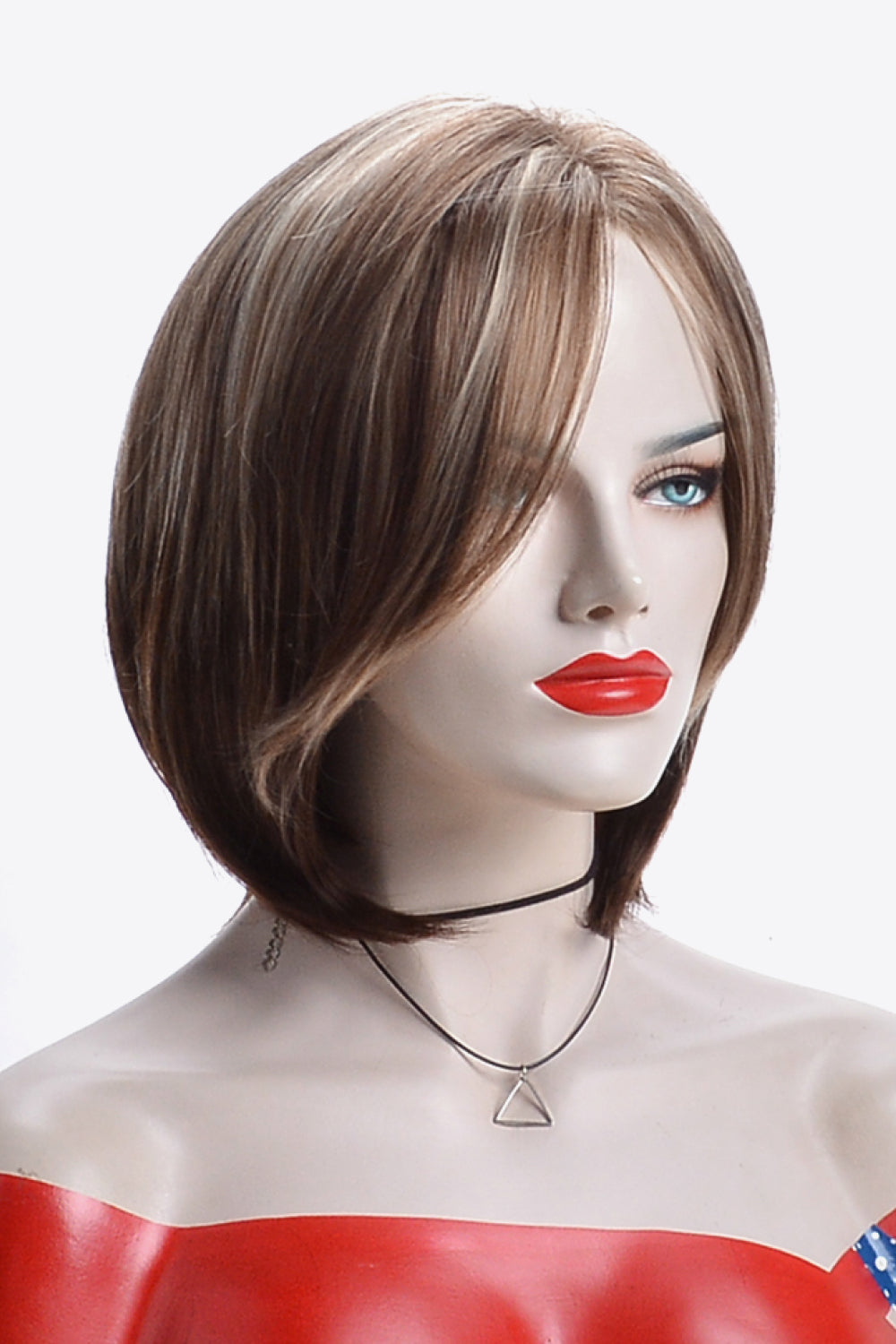 Stylish Synthetic Short Bobo Wigs 6'' brown semi side view