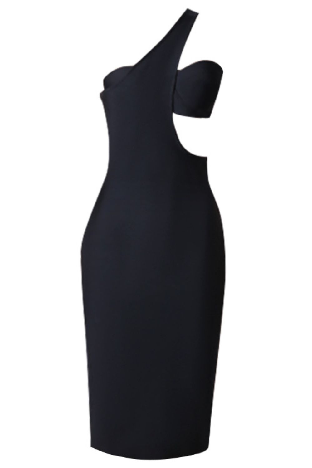 One-Shoulder Cutout Bandage Dress black