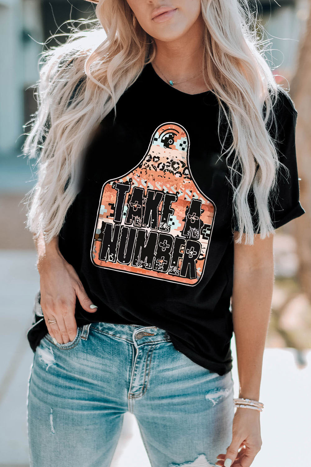 TAKE A NUMBER Graphic Tee with black background