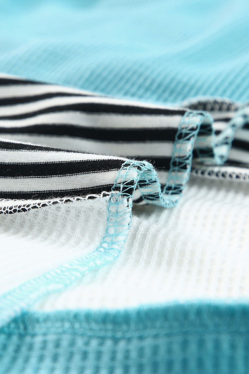 Striped Color Block Open Front Cardigan sky blue close up of hem