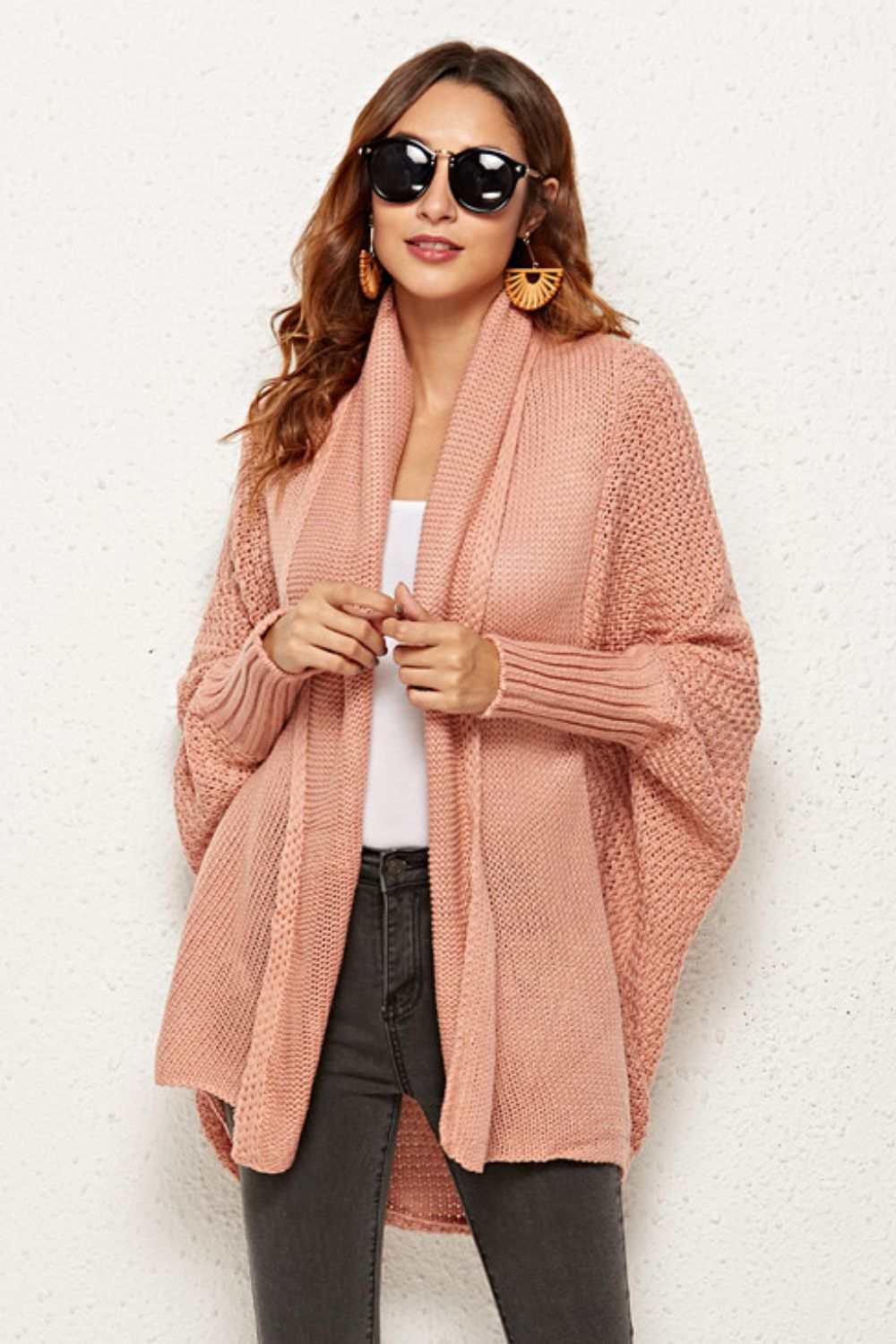 Open Front Dolman Sleeve Longline Cardigan