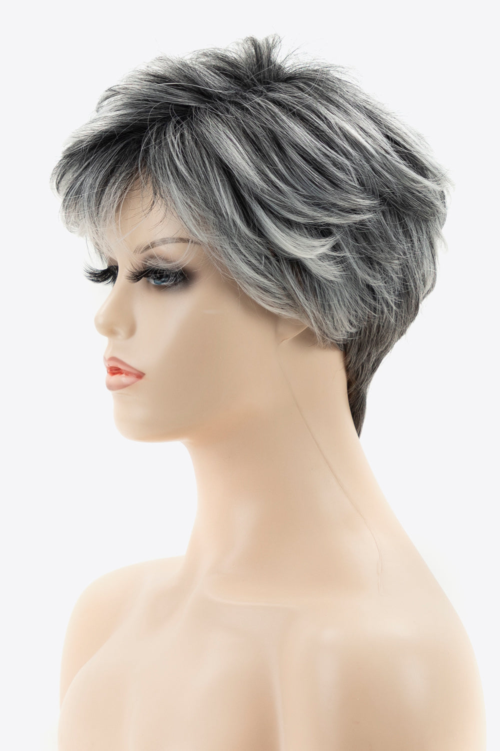 Synthetic Short Loose Layered Wigs 4'' Gray side view