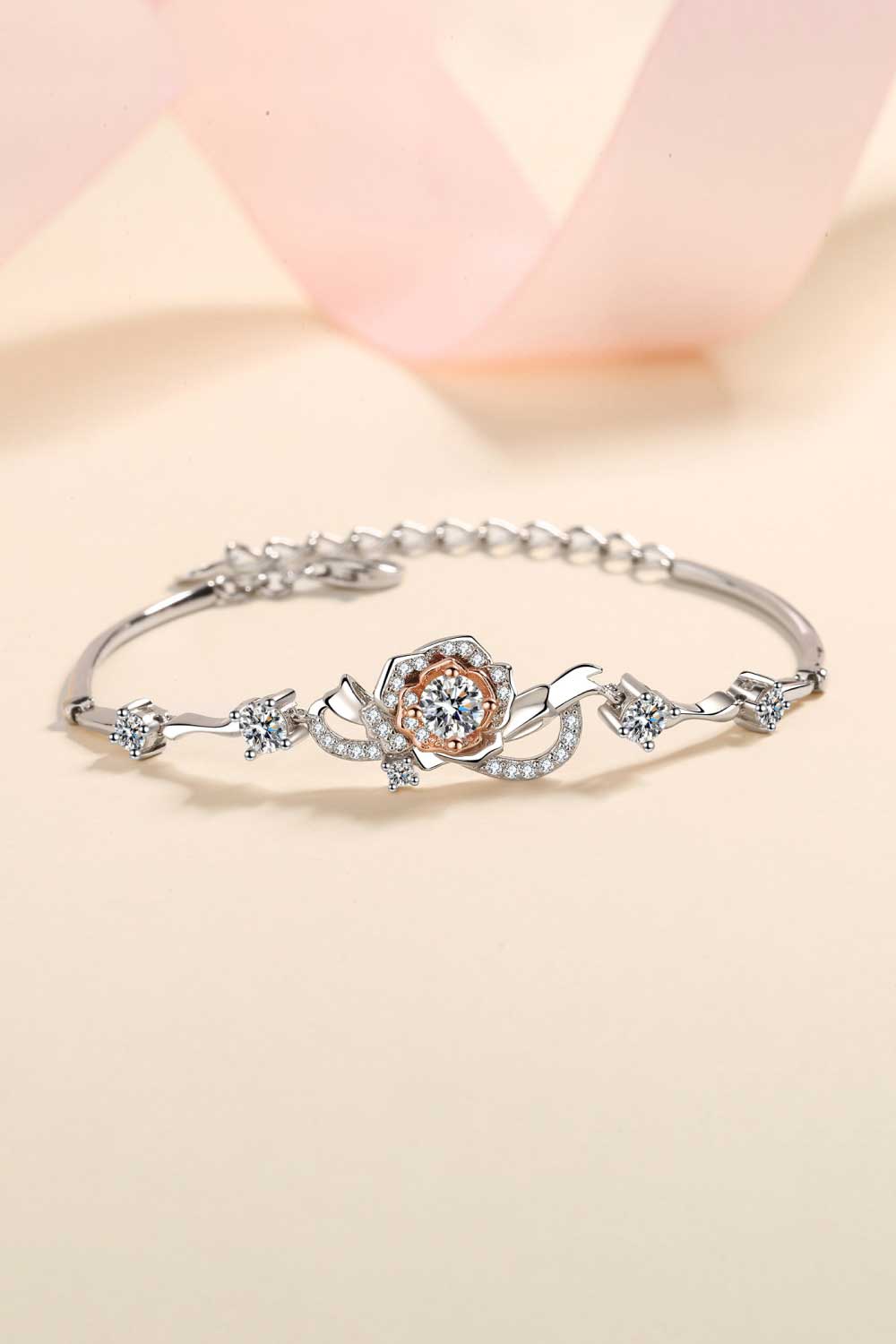 925 Sterling Silver and Orange Moissanite Bracelet