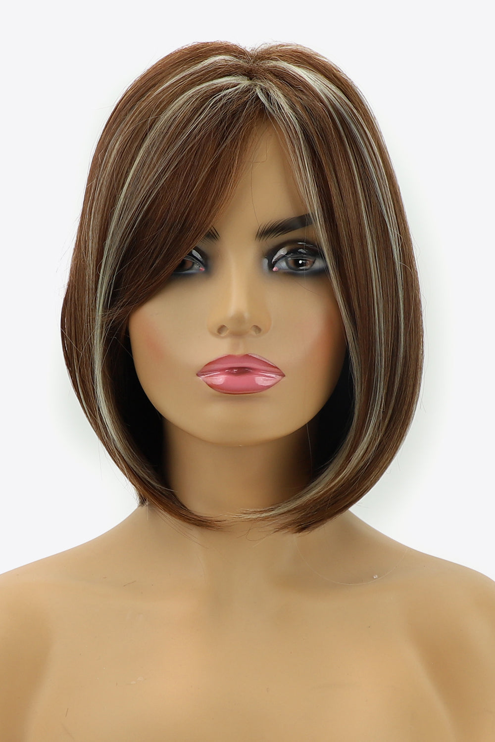 Synthetic Elegant Short Bobo Wigs 10'' Brown/White Color front view