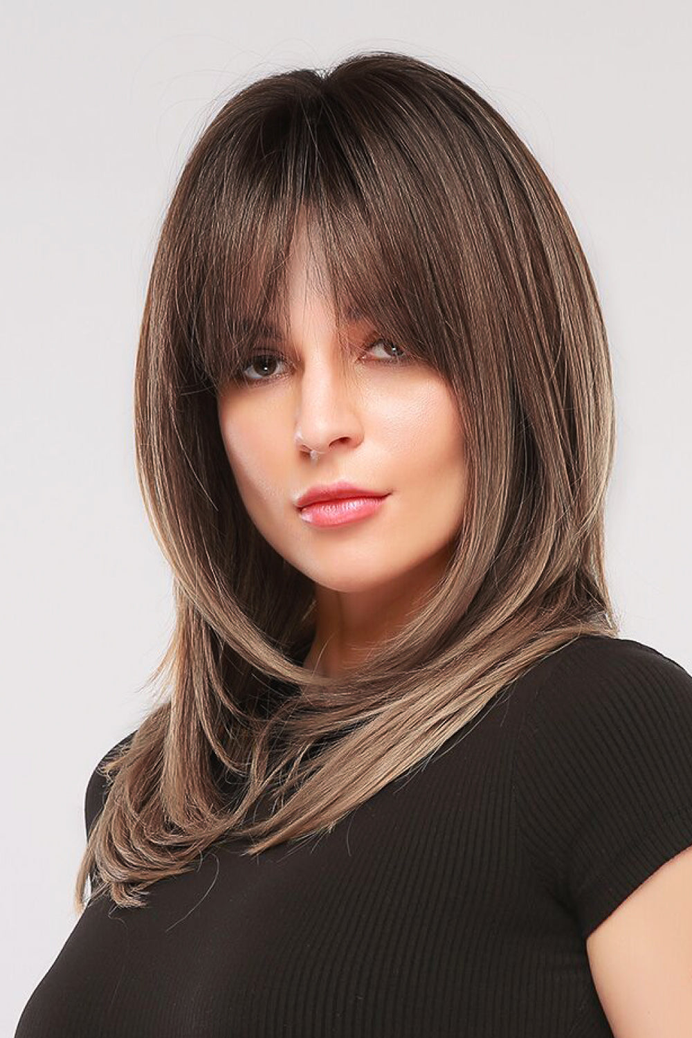 Mid-Length Wave Synthetic Wigs 24''  brown