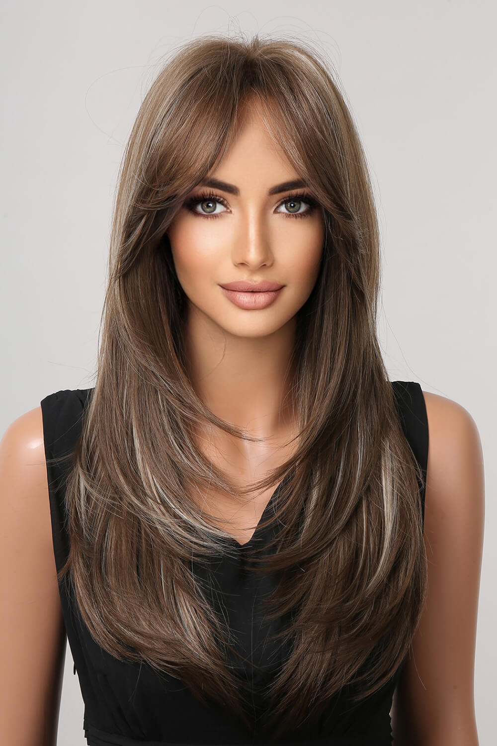 13*1" Full-Machine Wigs Synthetic Long Straight 22" light brown