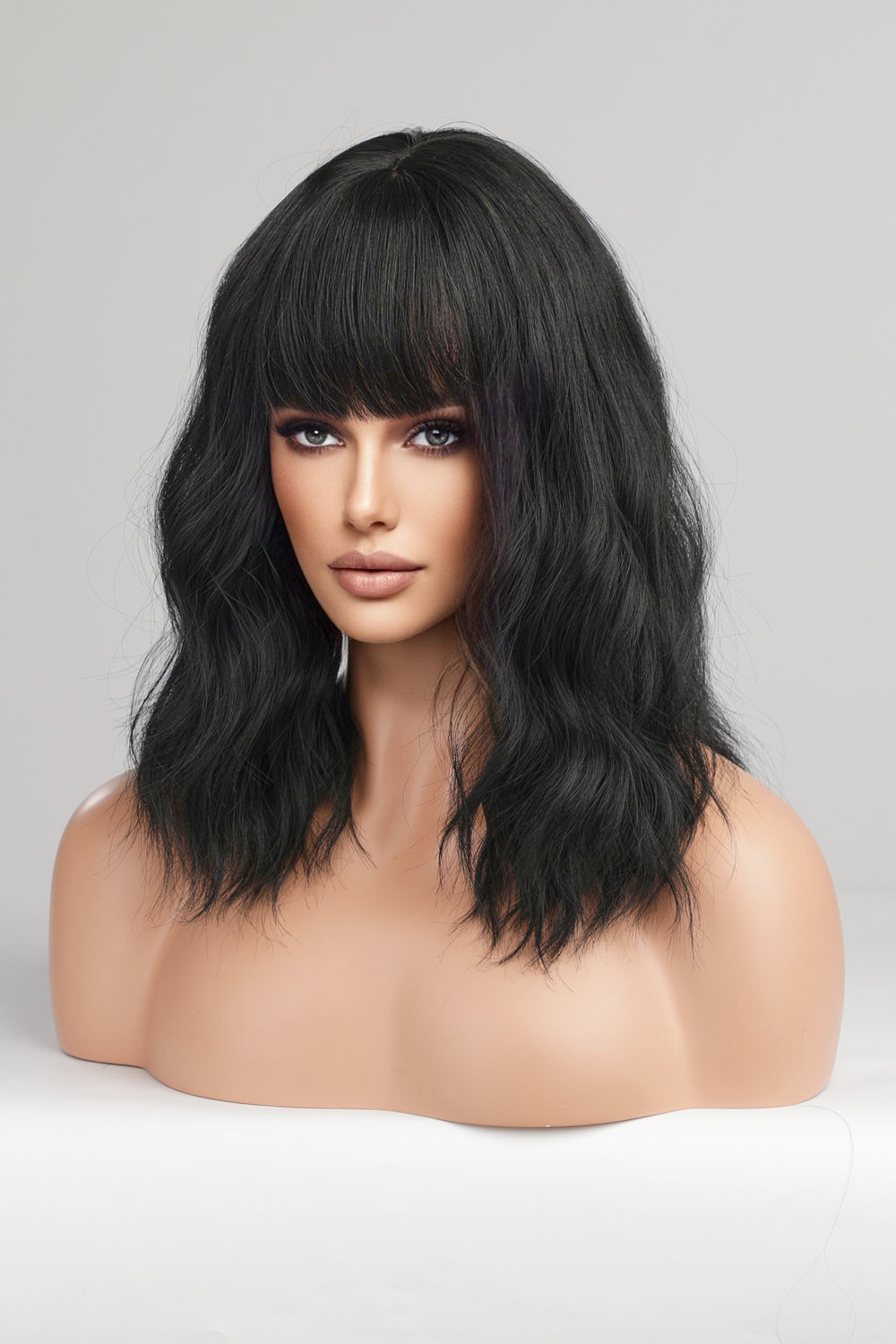 Mid-Length Wave Synthetic Wigs 12'' black