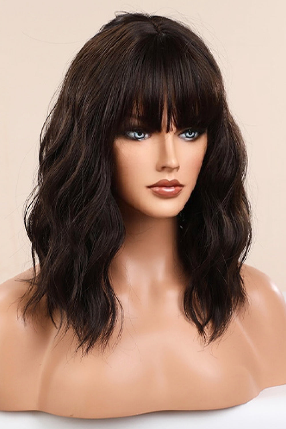 Natural Looking Synthetic Full Machine Bobo Wigs 12'' black