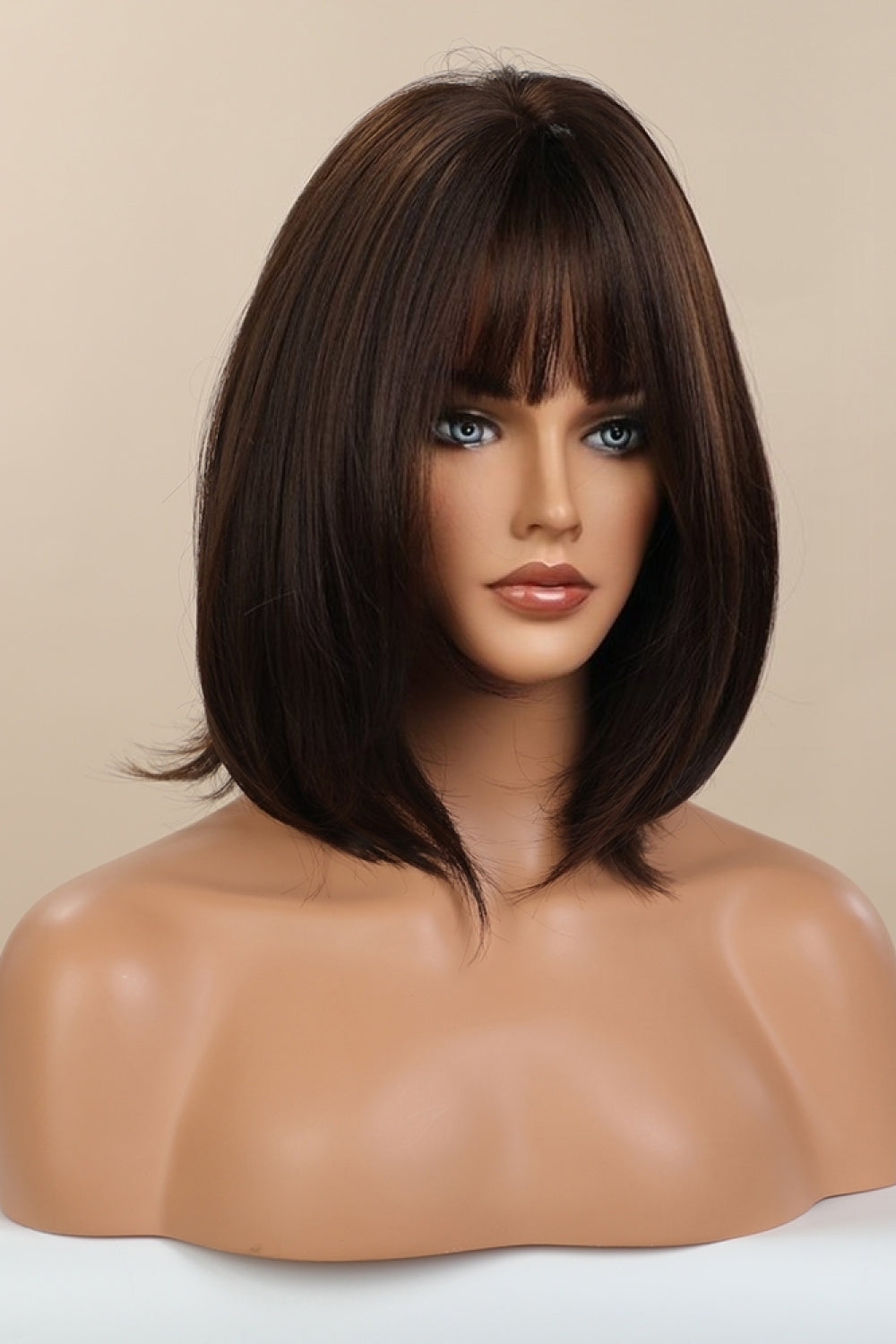 Full-Machine Bobo Synthetic Wigs 9'' black brown