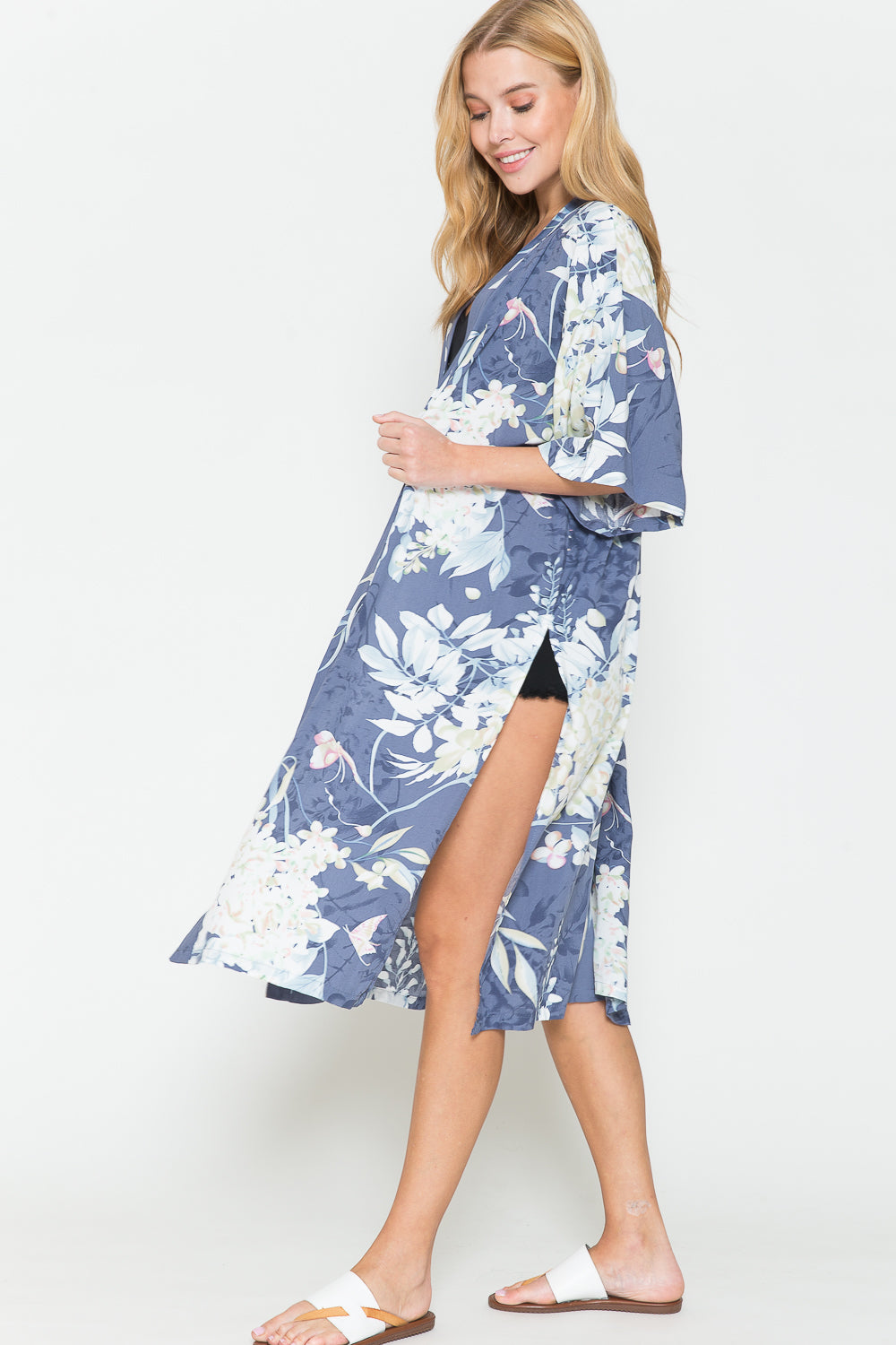 Justin Taylor Botanical Print Split Cover Up