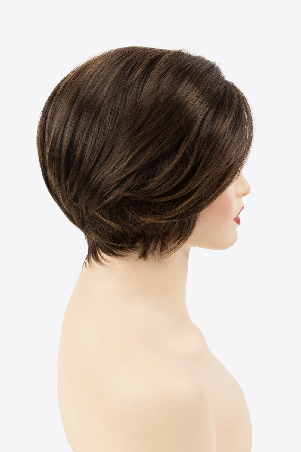 Synthetic Short Wave Bobo Wigs 5'' Brown side view