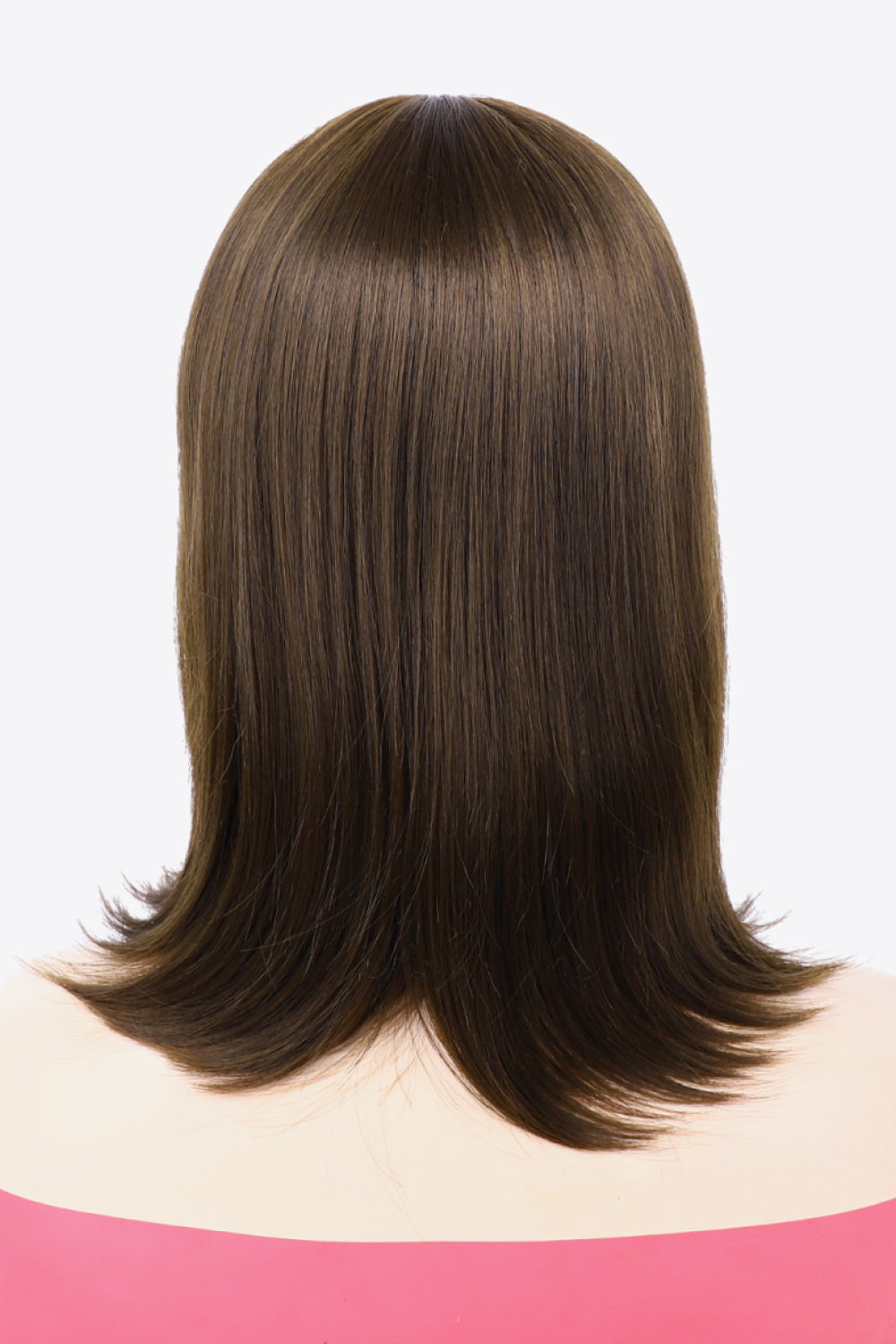 Full Machine Made Short Wave Hair Wigs 10'' brown back view