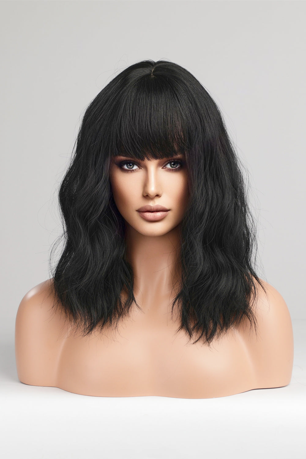 Mid-Length Wave Synthetic Wigs 12'' black