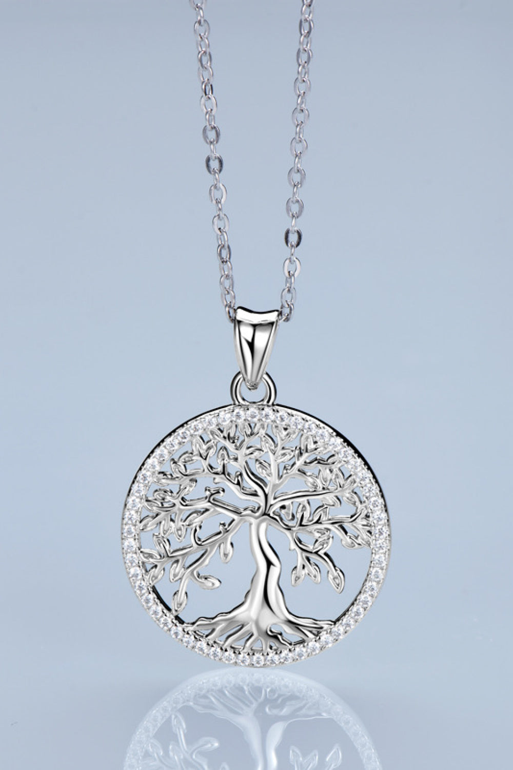 925 Sterling Silver Moissanite Tree Pendant Necklace